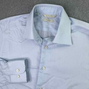 SuitSupply Traveller Blue Slim Fit Non Iron‎ Dress Shirt Men's Size 15 38 Formal